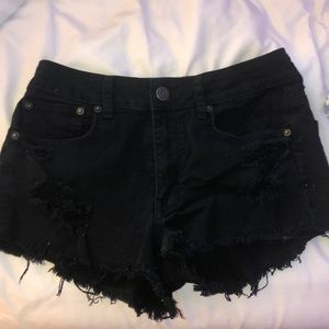 American eagle black ripped shorts